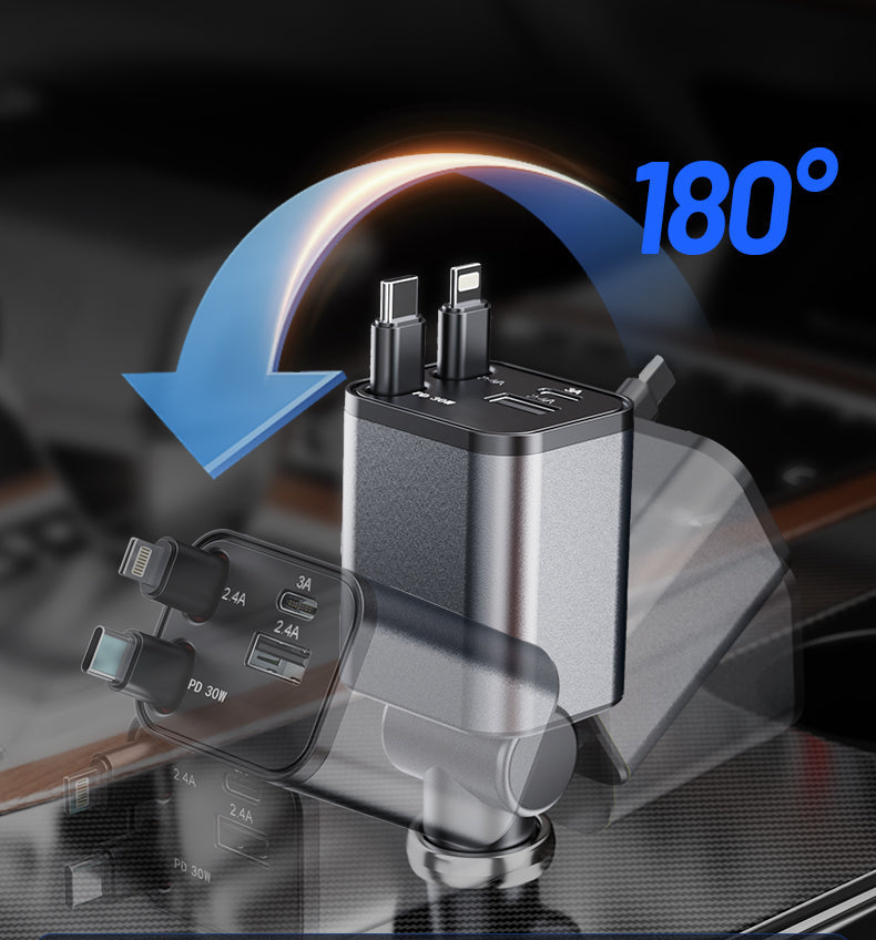 Evo-charge Model-C2 Dual cable retractable car charger