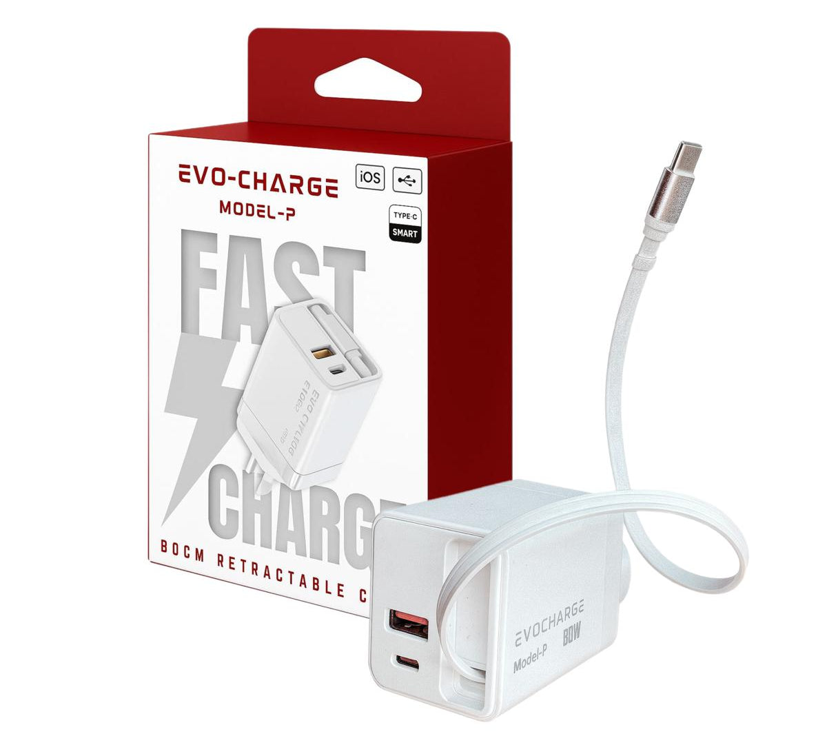 Evo-charge Model-P Charging Adapter with retractable cable