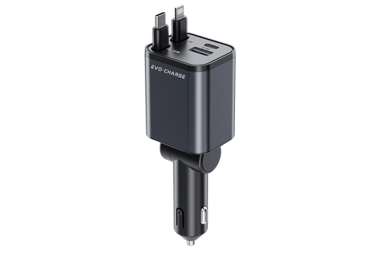 Evo-charge Model-C2 Dual cable retractable car charger